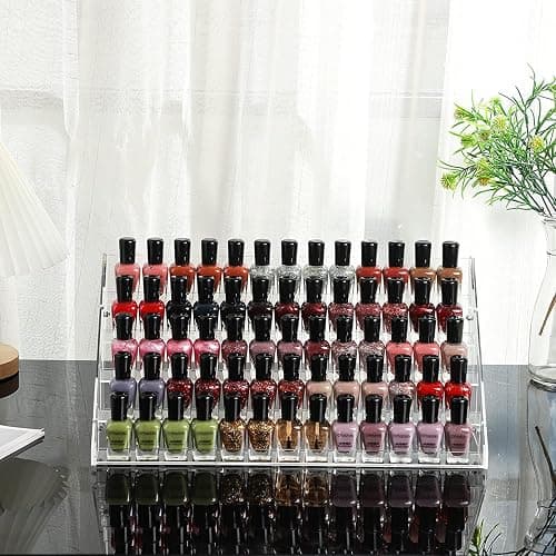 Nail Polish Organizer 6 Tier Acrylic Nail Polish Ink Rack Essential Oil Stand Holder Display Stand Holds, Clear Makeup Organizer, Easy Assemble (6 tiers) thumbnail 2