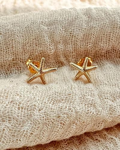 MUMREUES Gold Earrings for Women Trendy 14K Gold Plated Small Starfish Stud Earrings Dainty Lightweight Minimalist Simple Hypoallergenic Earrings Jewelry Gifts for Her thumbnail 6