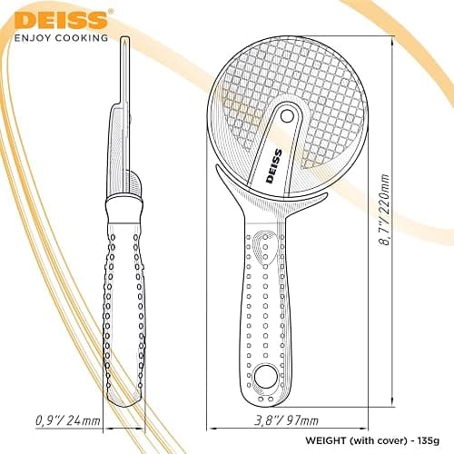 Deiss Lux Heavy Duty Pizza Cutter With Wheel Slicer- Stainless Steel Sharp Smooth Pizza Cutter Wheel With Easy Grip Non-Slip Handle, Dishwasher Safe (BLACK) thumbnail 3