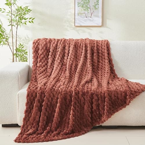 NEWCOSPLAY Super Soft Throw Blanket Coffee Premium Silky Flannel Fleece 3D Clouds Stylish Jacquard Lightweight Bed Blanket All Season Use 350GSM (Coffee, Throw(50"x60")) thumbnail 7