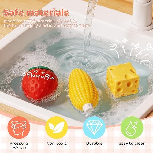 dZbGift 3pcs Fruit Squishy- Cheese Squishy,Strawberry Corn Squishy,Squeeze Toys,Fruit squishies for Stress Relief,Gift for Boys Girls Adults thumbnail 5