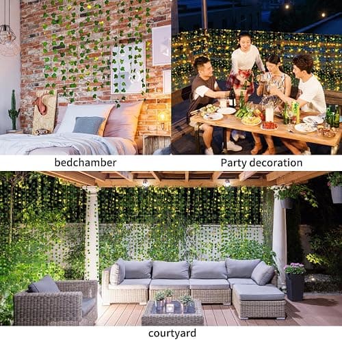 Freyalife Fake Vines for Room Decor(12 Pack 84 FT),with CE Certified 80 LED String Lights,Artificial Plant Ivy for Aesthetic Home Bedroom Wall Wedding Party Office Patio Indoor, Outdoor Garden Décor thumbnail 6