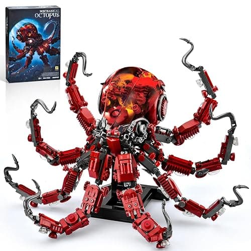 XITALAXU Mechanical Octopus Building Sets for Adult, Ocean Animal Collection Toy with Display Stand and Light, Home Office Decor and Idea Gift for Teen 14+(882PCS) - Image 1