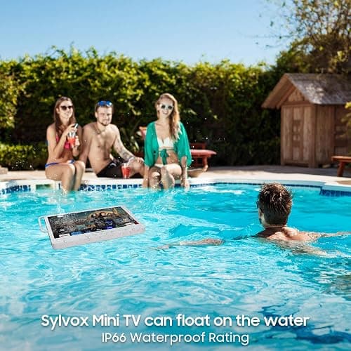 SYLVOX 15.6'' Portable Smart TV 12 Volt Television, 10000mAH Battery Powered IP66 Waterproof Dual Speakers Wireless WiFi 300nits Small Outdoor TVs, for RV Camping Pool Bathroom Kitchen Bedroom thumbnail 5