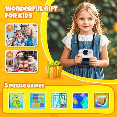 HiMont Kids Instant Print Camera, 1080P HD with 3 Rolls Print Paper & 32GB Card, Ideal Kids Toys Gifts for Boys & Girls Age 3-14 (Black) thumbnail 6
