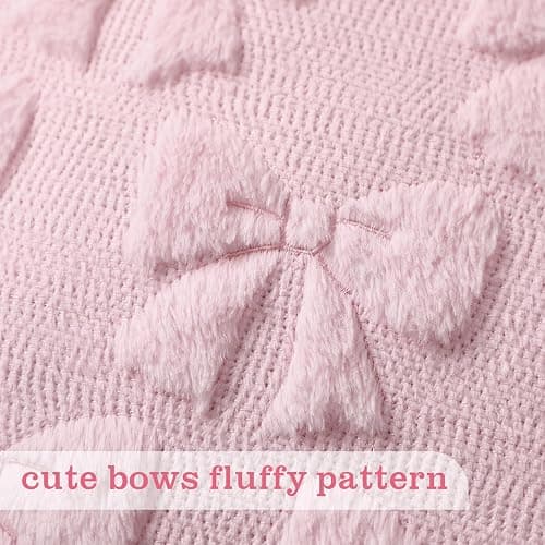 Mixweer Bow Pillow Covers Set of 2 Coquette Room Decor Cute Faux Fur Soft Bowknot Preppy Stuff Fluffy Plush Aesthetic Pillow Covers for Bed Sofa Couch, Fall Christmas Decor(20 x 20 Inch,Pink) thumbnail 4