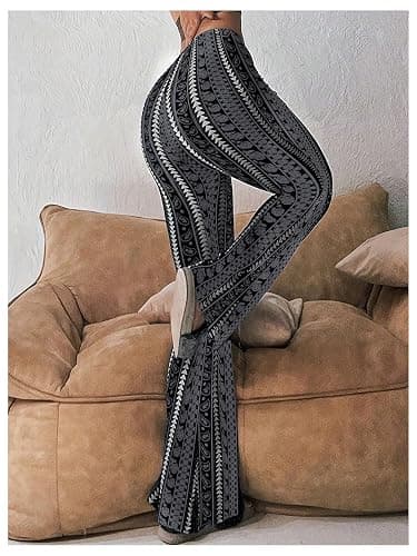 Milumia Women's Boho Yoga Leggings High Waisted Hippie Flared Pants Bell Bottoms thumbnail 5
