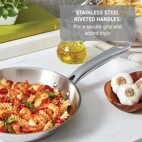 T-fal Stainless Steel Cookware Set, 11 Piece, Induction Cookware, Oven Safe to 500°F, Kitchen Cooking Set w/Fry Pans, Pots and Pans, Dutch Oven, Saucepans, Kitchen Essentials, Silver thumbnail 6