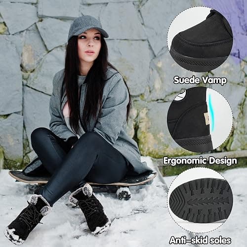 Warm Boots for Women Waterproof Booties Anti Slip Shoes Women Snow Boots Winter Shoes with Fur Lined thumbnail 2
