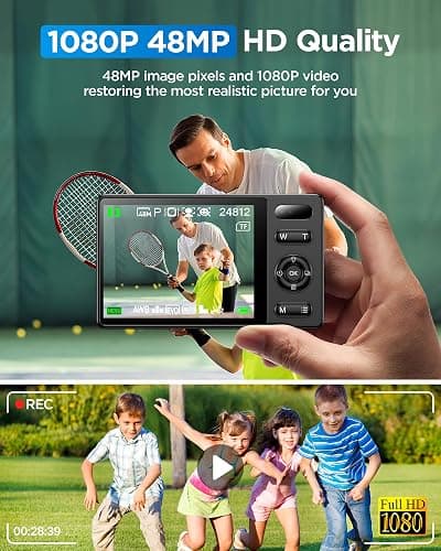 64GB Digital Camera for Kids: 48MP Anti-Shake Camera Photography Vlogging Camera for YouTube 16X Digital Zoom Photo Filtration Continuous Shooting Self-Timer Autofocus Compact Camera thumbnail 2