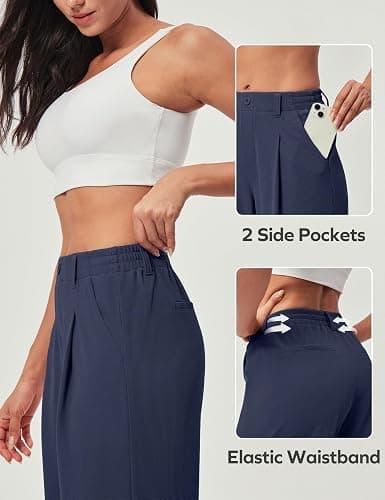 Ewedoos Wide Leg Pants Woman Stretchy Work Dress Pants Women Pull on Business Casual Slacks Trousers Fall Outfits 26"/28" thumbnail 4