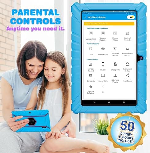 Contixo 7 inch Kids Learning Tablet Bundle - Exclusive 50+ Disney Storybooks (Value $200), Headphone & Tablet & Bag for Kids, 32GB, Android 11, Parental Controls, Back to School - Blue (Boys) thumbnail 4