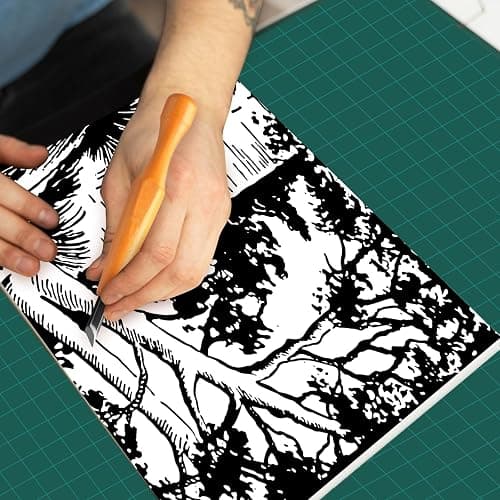 WILLBOND 5 Pcs Linocut Carving Tools Set Linoleum Hand Carving Tools Wood Carving Knife Chisel Flat V Shaped Angled Gouge Half Round Carving Tools Set for Linocut Printmaking Woodcarving Woodblock thumbnail 5
