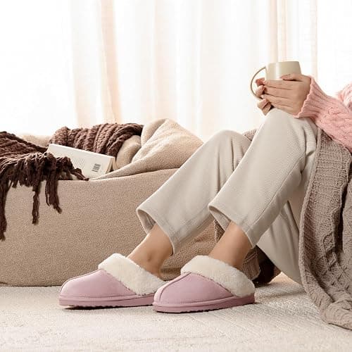 Nuhaus Women's Fuzzy Slippers, Warm and Cozy Slip On Fluffy Winter House Shoes for Women, Comfy Faux Suede Ladies House Slippers Indoor and Outdoor with Memory Foam thumbnail 2
