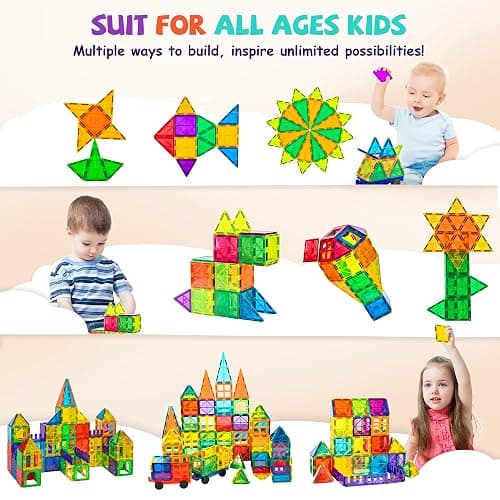 cossy 120Pcs Magnetic Tiles Magnetic 3D Building Blocks Set, Construction Toys for 3 4 5 6 7 8 Year Old Boy and Girl with Stronger Magnets, Educational Toys, Recreational, Conventional thumbnail 3