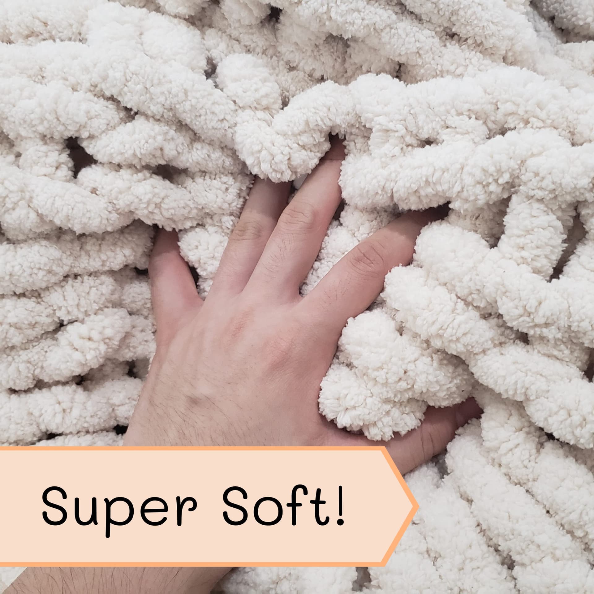 Adyrescia Chunky Knit Blanket Throw | 100% Hand Knit with Jumbo Chenille Yarn (30"x40", Cream White) thumbnail 4