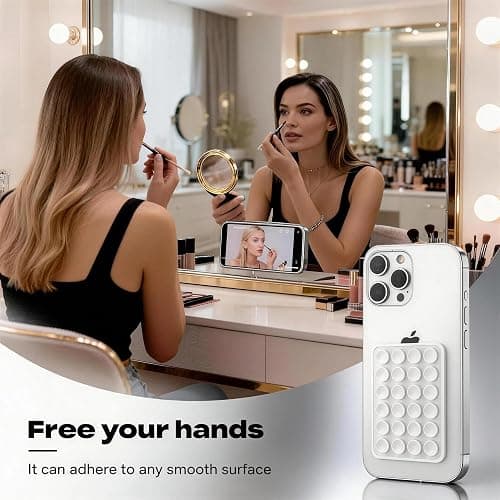 White OCTO BUDYY Silicone Suction Phone Case Mount, Silicon Adhesive Smartphones Stand Sticky, Hands-Free Phone Accessories Holder for Selfies and Videos Trending TikTok Items for iPhone thumbnail 3