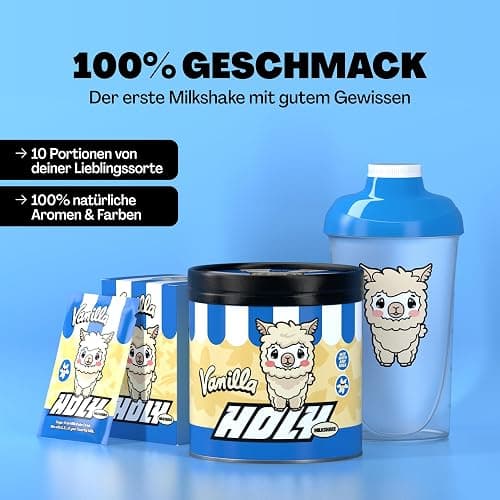 HOLY Milkshake 10er Probier-Box Vanilla – 10 Portionen mit Vitaminen B, C & D und 100% natürlichen Aromen – zuckerfrei, koffeinfrei & vegan – kalorienarmes Milchshake Pulver mit Vanille Geschmack thumbnail 3