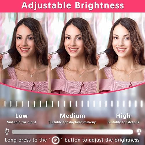ROLOVE Large Vanity Mirror with Lights, 22"x17" Lighted Makeup Mirror for Desk, 3 Color Dimmable LED Lights, Smart Touch Control & 360° Rotation Tabletop Dresser Mirror (White) thumbnail 4