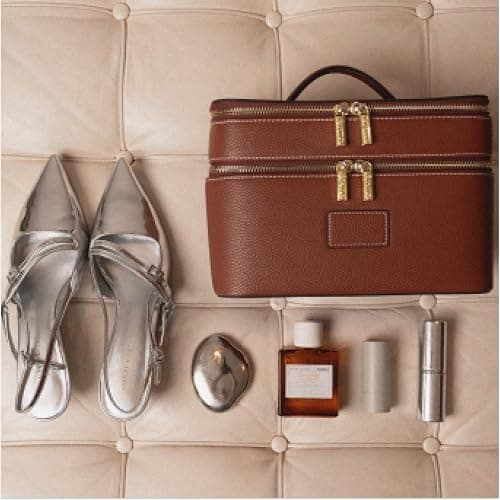 ETOILE - Duo Vanity Case Ginger Brown - Large Functional Travel Makeup Bag Organizer with Removable Divider & Mirror thumbnail 3
