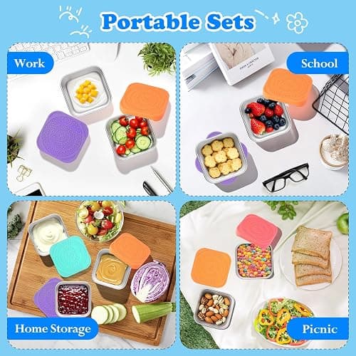 4Pack 6oz Reusable Stainless Steel Snack Containers for Kids, Easy Open Leak Proof Metal Small Toddler Snack Containers with Silicone Lids, Stackable Metal Toddler Lunch Box for Daycare School Travel thumbnail 7