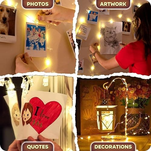 Mind-Glowing Photo Clips String Light - Warm White Fairy Lights with Clips for Hanging Pictures - Teen Girl Room Decor, Trendy Stuff - Birthday Gift for Any Year Old Tween Girls (50 LED, 16.4 ft) thumbnail 7