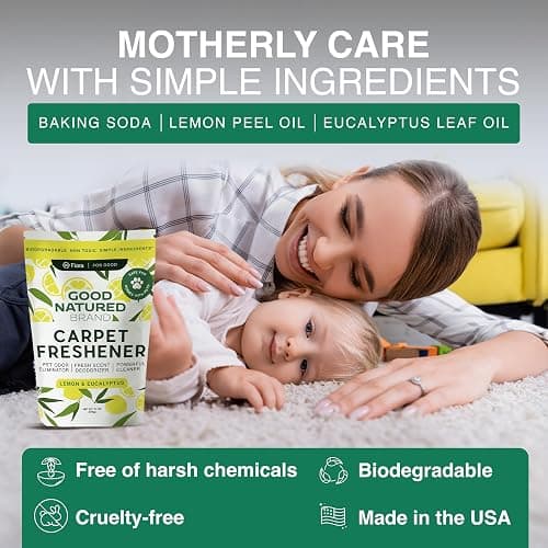 Good Natured Brand | Carpet Freshener & Deodorizer Powder | 31 oz Pet Odor Eliminator for Strong Odor & Pet Urine | Fresh Natural Lemon & Eucalyptus Scent | Safe for Homes with Pets - Lemon - 31 Ounce thumbnail 4