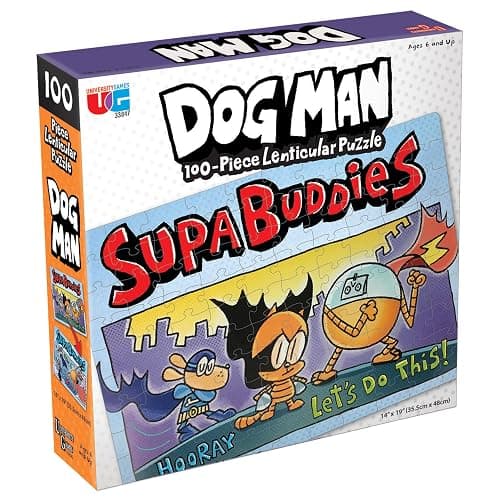 University Games 33846 Dog Man Supa Buddies 100 Piece Lenticular Jigsaw Puzzle, Multi-Colored, One Size thumbnail 2