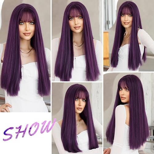 7JHH WIGS Blonde Wig With Bang For Women Long Straight Blonde Wig Synthetic Wig For Girl Emo Cosplay And Daily Use（23" Blonde - AA Blonde wig thumbnail 6