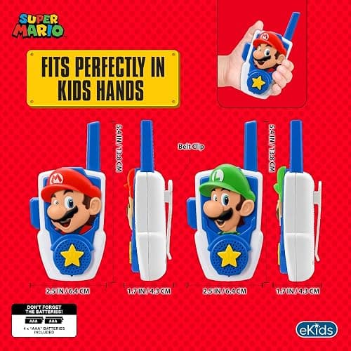 Super Mario Bros Walkie Talkies Kids Toys, Long Range, Two Way Static Free Handheld Radios, Designed for Indoor or Outdoor Games for Kids Aged 3 and Up thumbnail 4