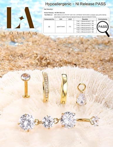 LOLIAS Gold Belly Button Ring - 14G Surgical Stainless Steel Belly Rings Hypoallergenic Clicker Belly Button Piercings for Women CZ Dangle Belly Button Rings Navel Piercing Pack Silver/Gold thumbnail 2