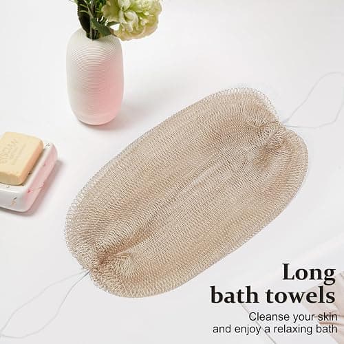 MuiiuM African Net Sponge Authentic with Knots, Colourfast Exfoliating Body and Back Scrubber, Extra Long Quick-Dry Bath Shower Net Loofah for Rich Lather and Dead Skin Removal (Flaxen) thumbnail 9
