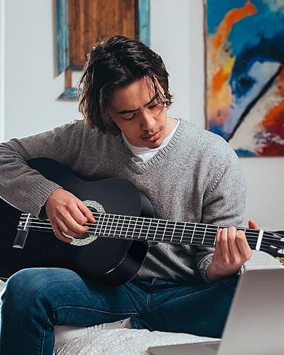 Winzz Konzertgitarre 4/4 Erwachsene, Klassische Gitarre Anfänger Set für Kinder ab 11+ Jahre - Schwarz Glänzend (39 Zoll) thumbnail 6