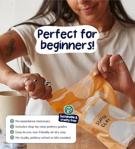Pott'd at Home Pottery Kit for Adults. Air Dry Clay Kit for Beginners. Craft Kit for Adults Includes: Air-Dry Clay for Adults, Tools, Paints, Brushes, Sealant, How-to-Guides thumbnail 4