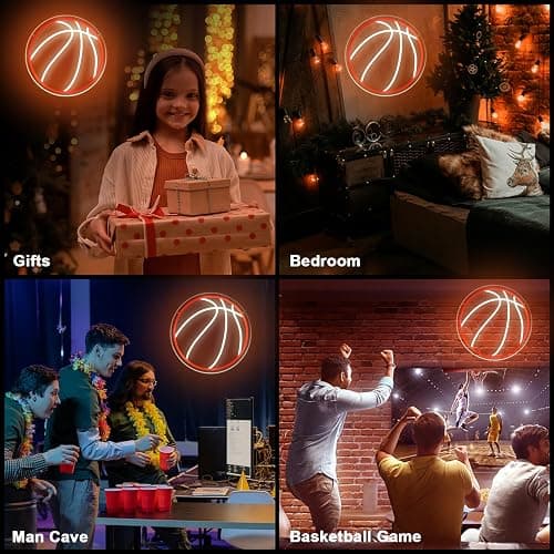 Basketball Neon Sign, 12.6"×12.6" Basketball Led Neon Light for Wall Decor, Powered by USB with Dimmable Switch, Wall Decor Aesthetic for Room Bedroom, Sports Decor thumbnail 7