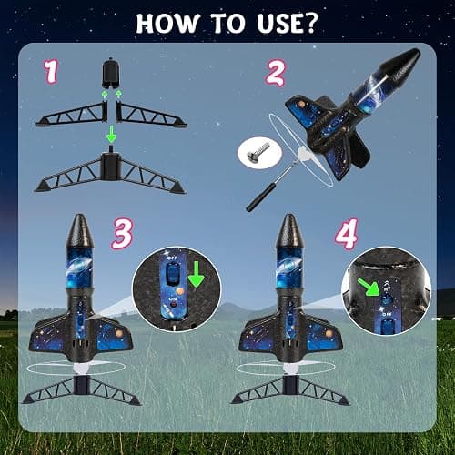 Rocket Launcher for Kids -200 Feet of Flight Altitude, Auto Electric Rocket Toys with Safe Parachute, Outdoor Summer Yard Toys Easter Birthday Gifts for Boys & Girls Age 6 7 9 10 12 8-13 Years Old thumbnail 4