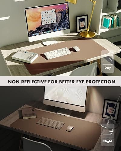 YSAGi Double-Sided Desk Pad, 35.4"x17"Leather Desk Mat, Eco Cork Desk Pad Protector,Large Mouse Pad,Waterproof Desk Blotter for Office/Home(Coffee) thumbnail 8