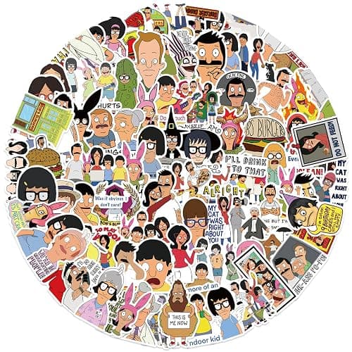 100Pcs Cool Character Bob's Burgers Stickers for Water Bottles Skateboard Luggage Laptop Bumper Waterproof Vinyl Stickers Bulk for Boys Teens Adults (Bob's Burgers) - Image 1