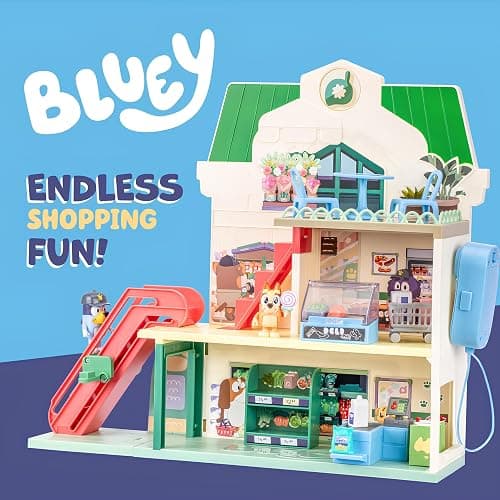 Bluey and Bingo Supermarket Playset with Escalator, Pretend Play Toys for Toddlers, Sounds and 15 Pieces, Grocery Store Playset thumbnail 3