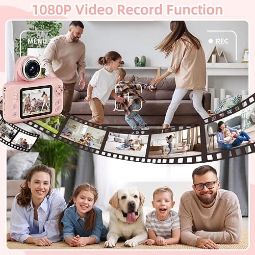 Makolle Upgrade Kids Selfie Camera,Chritmas Birthday Gift for 3-9 Years Old Girls,Portable Toy for 3 4 5 6 7 8 9 Year Children,Toddler 1080HD Digital Video Camcorder Camera with 32G SD Card Pink thumbnail 5
