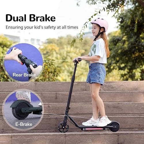 isinwheel S2 Electric Scooter for Kids Ages 6-12, 150W Motor, Adjustable Height, 2 Speeds Adjustable, Colorful Lights, Double Brake, Kids Electric Scooter with Magnetic Charging, Ideal Gifts for Kid thumbnail 4