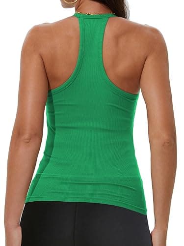 Jar of Love Women's Workout Tank Top with Built-in Shelf Bra-V-Neck Racerback Ribbed Cami for Gym, Yoga, Running thumbnail 2