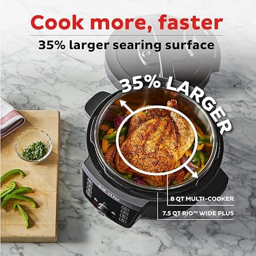 Instant Pot RIO Wide Plus, 9-in-1 Electric Pressure Cooker, 35% Larger Cooking Surface, WhisperQuiet Steam Release, Multi-Cooker, Slow Cook, Rice Maker, Steamer, Sauté, Cake, & Warmer, 7.5 Quarts thumbnail 8