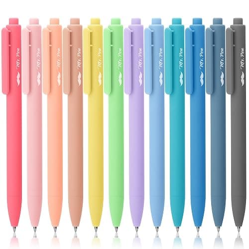 Mr. Pen- Retractable Gel Pens, 12 Pack, Black Ink Gel Pens, Pastel Barrels, Fast Dry, Gel Pen Fine Point 0.7mm - Image 1