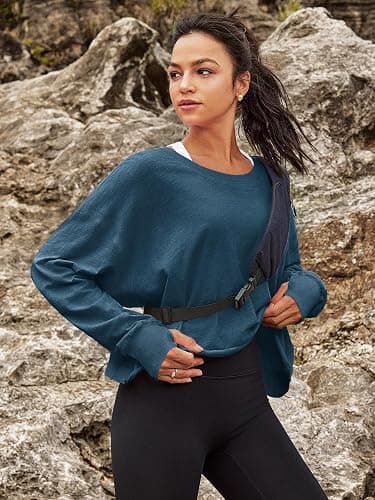 Panadila Womens Open Back Workout Tops Long Sleeve Shirts | Pilates Outfits, Cropped T Shirts, Backless Athletic Clothes, Casual, Trendy, Running, Yoga, Gym thumbnail 5