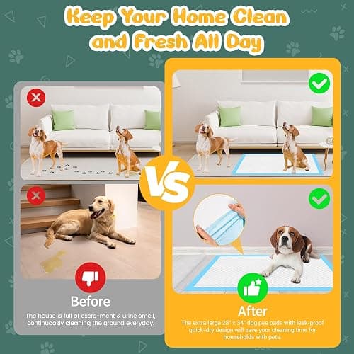 60 Count Extra Large Dog Pee Pads 28" x 34", Super Absorbent X-Large Puppy Pads Disposable Dogs Training Pads, Quick Drying Leak-Proof Dog Potty Pads for Doggies Puppies thumbnail 9