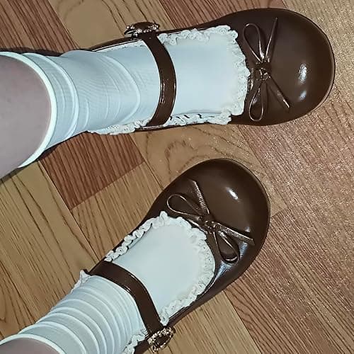 BEROBELLO Harajuku Sweet Lolita Ballet Flats Comfortable Mary Jane Shoes | Kawaii Pastel Style, Lace Trim, Wide Toe Box & Polka Dot Lining—for Anime Cosplay, Party & Cute Daily Wear, Teens and Adults thumbnail 4