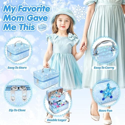 INNOCHEER Kids Makeup Kit for Girl Toys, Frozen Toys for Girls Makeup Kit, Washable Make Up for Kids Double Layer, Frozen Makeup for Little Girls, Gifts Toys for 3 4 5 6 7 8 9 10 11 12+ Year Old Girls thumbnail 2