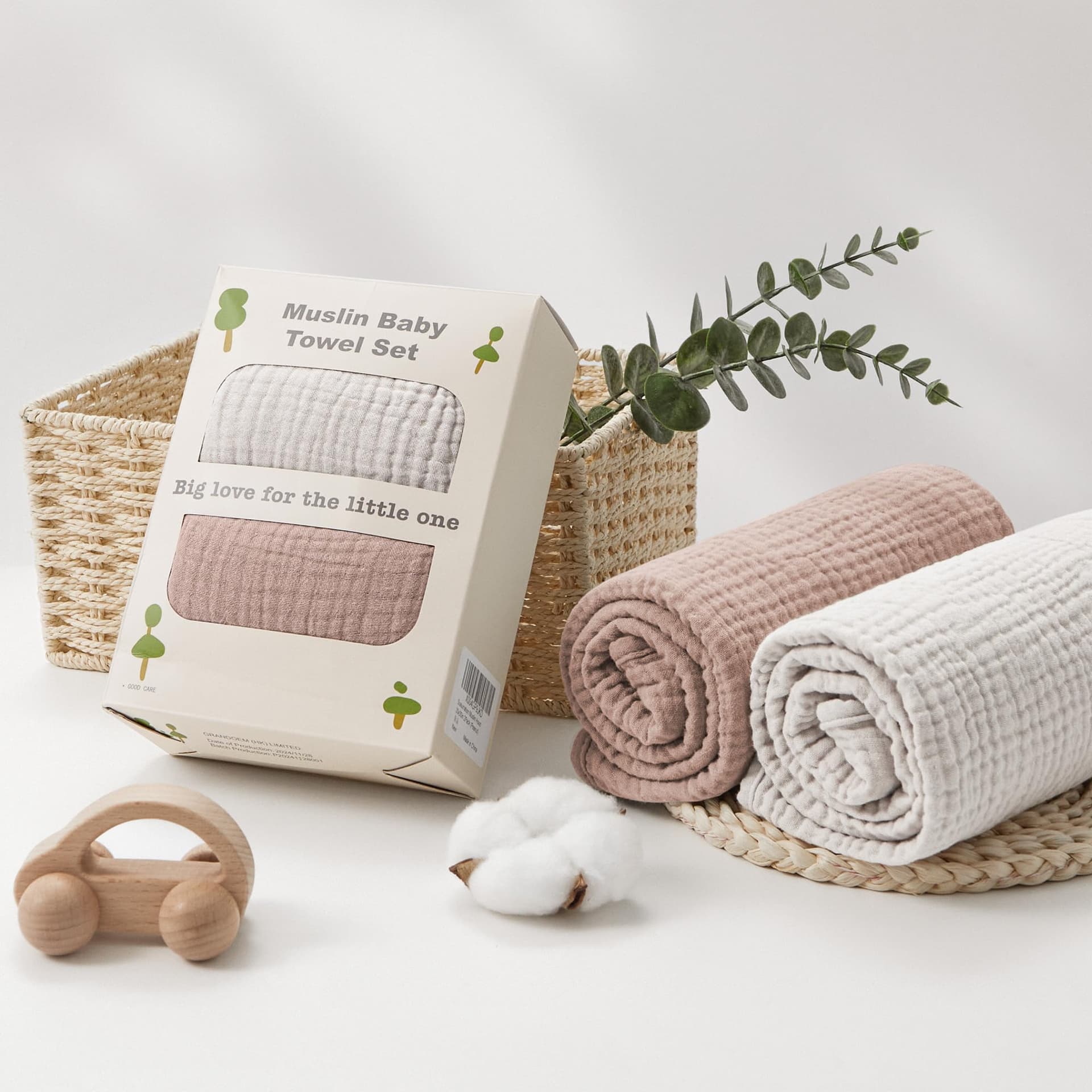 Susurration - Toallas de baño de muselina con capucha para bebé recién nacido, 100% algodón muselina para bebés unisex, niños y niñas - 76 x 76 cm, paquete de 2 (Arena y Crema) thumbnail 6