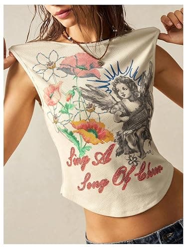 SOLY HUX Women's Y2k Graphic Crop Tank Top Sleeveless Vintage Shirt Fairy Grunge Clothes thumbnail 4